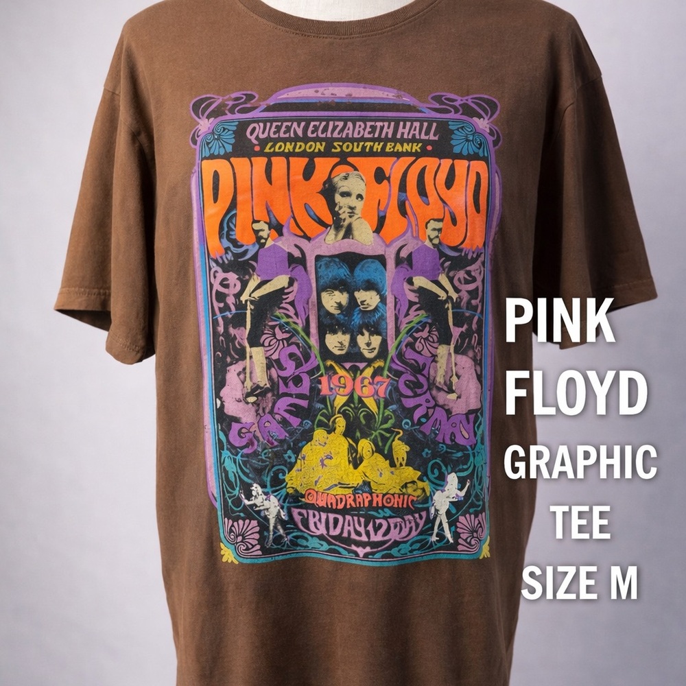 Pink Floyd Band Tee 1967 Queen Elizabeth Hall Graphic Shirt Medium